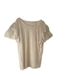 Kaktus Ivory Lace Ruffle‎ Sleeve Top Women's XXL Elegant Party